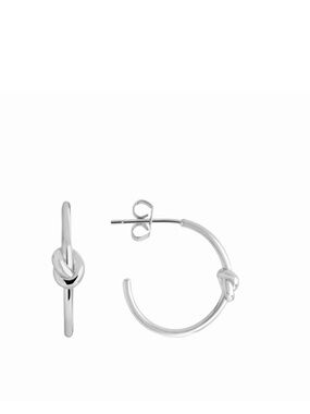 Sterling Forever Love Knot Solid Hoop Earrings Silver